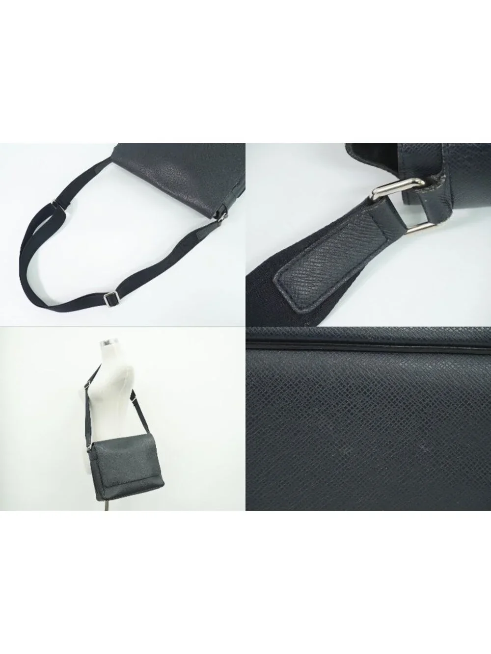 Louis Vuitton LV Roman MM Taiga Leather Shoulder Bag Boreal Dark Navy